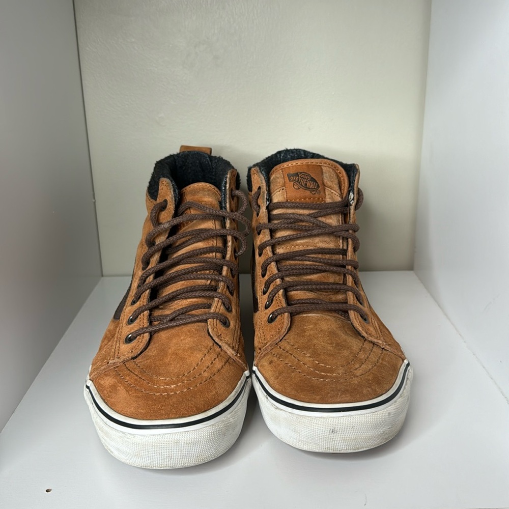 Scotchgard brown high top vans
